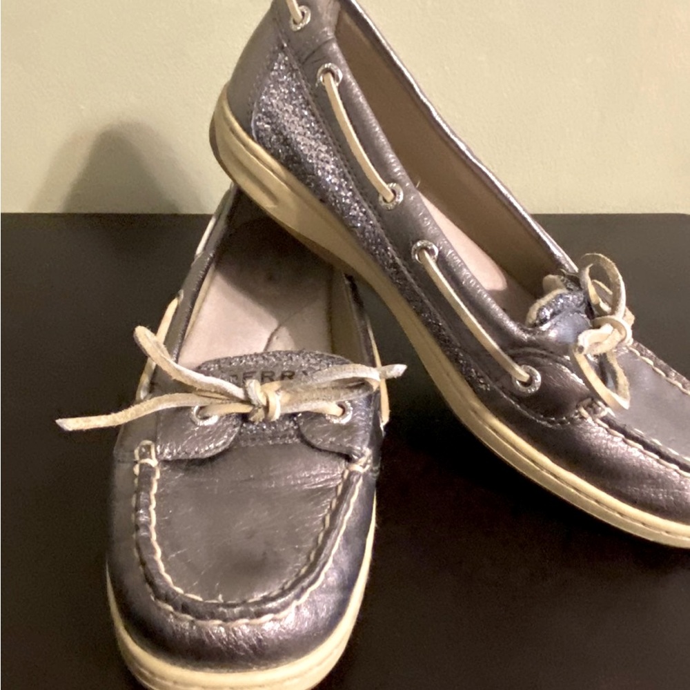 Sperry Silver Glitter Boat Shoes